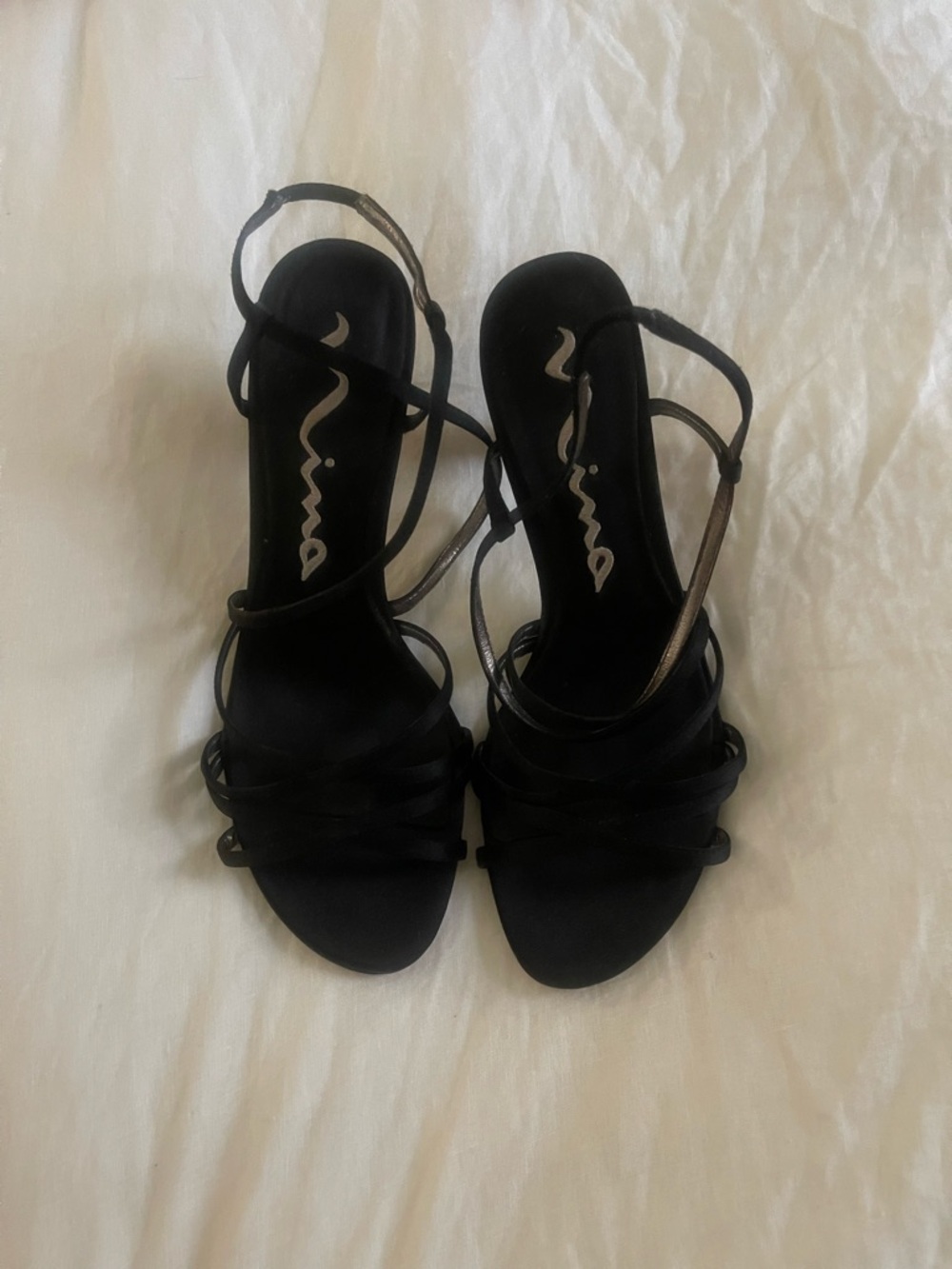 Nina Black Strappy Slingback Heels